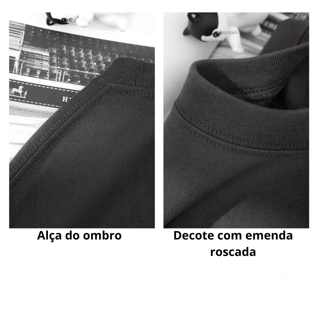 Camiseta Oversized Masculina 100% Algodão Puro – Verão, Gola Redonda, Manga Curta, Estilo Fashion e Respirável
