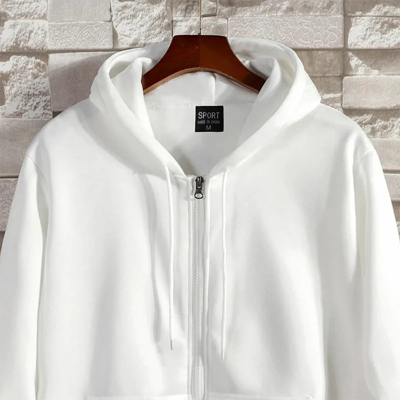 Blusa de Moletom Masculina com Zíper LISO - Casaco Estilo Casual e Esportivo para Outono e Inverno