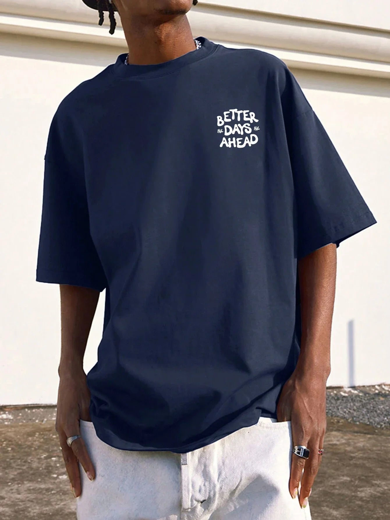 Camiseta gráfica com letras Better Days Ahead para homens e mulheres, gola redonda, camiseta casual grande, moda algodão, roupas, camiseta solta de verão