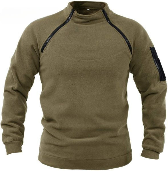 Moletom Masculino Streetwear Militar com Zíper - Fleece, Inverno, Conforto e Estilo