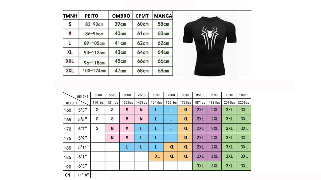 Camiseta de Compressão Homem-Aranha - Camiseta Fitness Masculina para Academia e Corrida