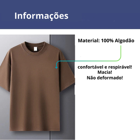 Camiseta Oversized Masculina 100% Algodão Puro – Verão, Gola Redonda, Manga Curta, Estilo Fashion e Respirável