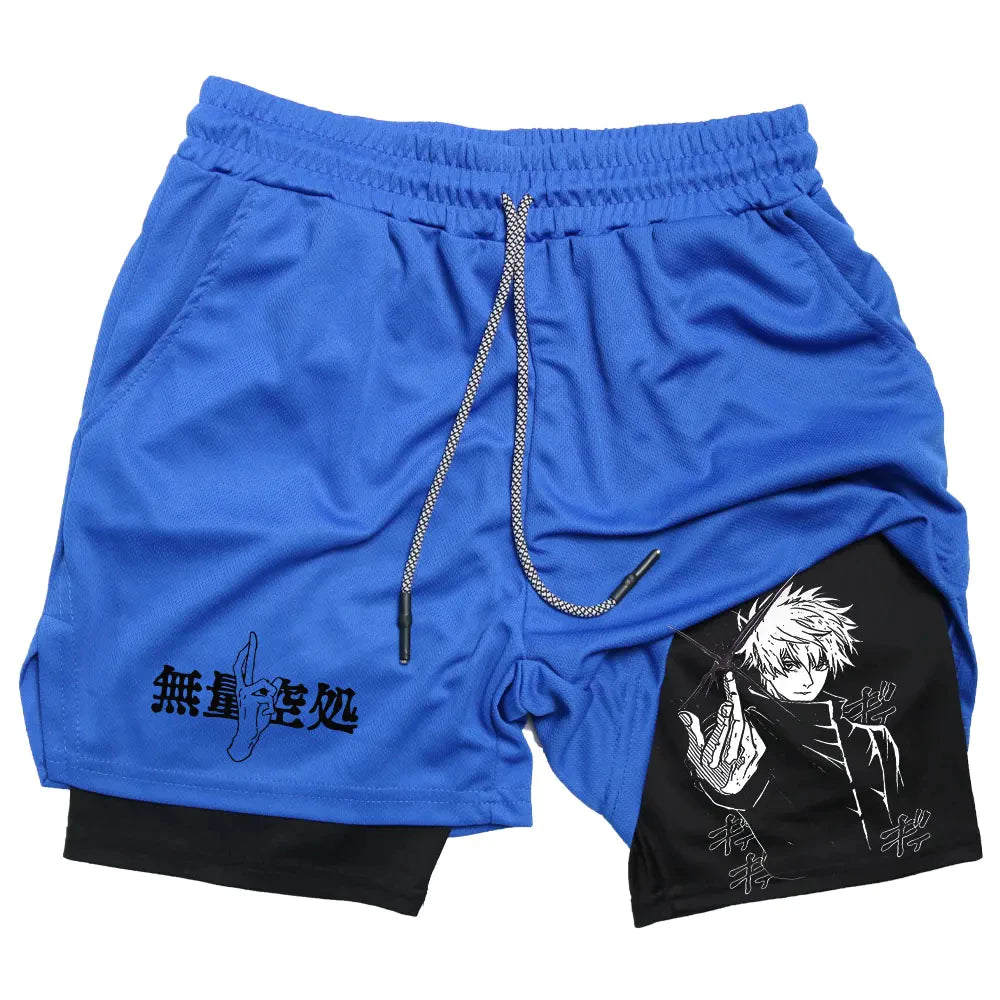 Shorts Jujutsu Kaisen 2 em 1 – Conforto e Performance para Treinos e Lazer