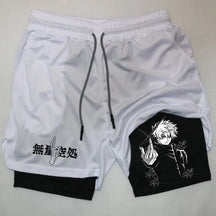 Shorts Jujutsu Kaisen 2 em 1 – Conforto e Performance para Treinos e Lazer