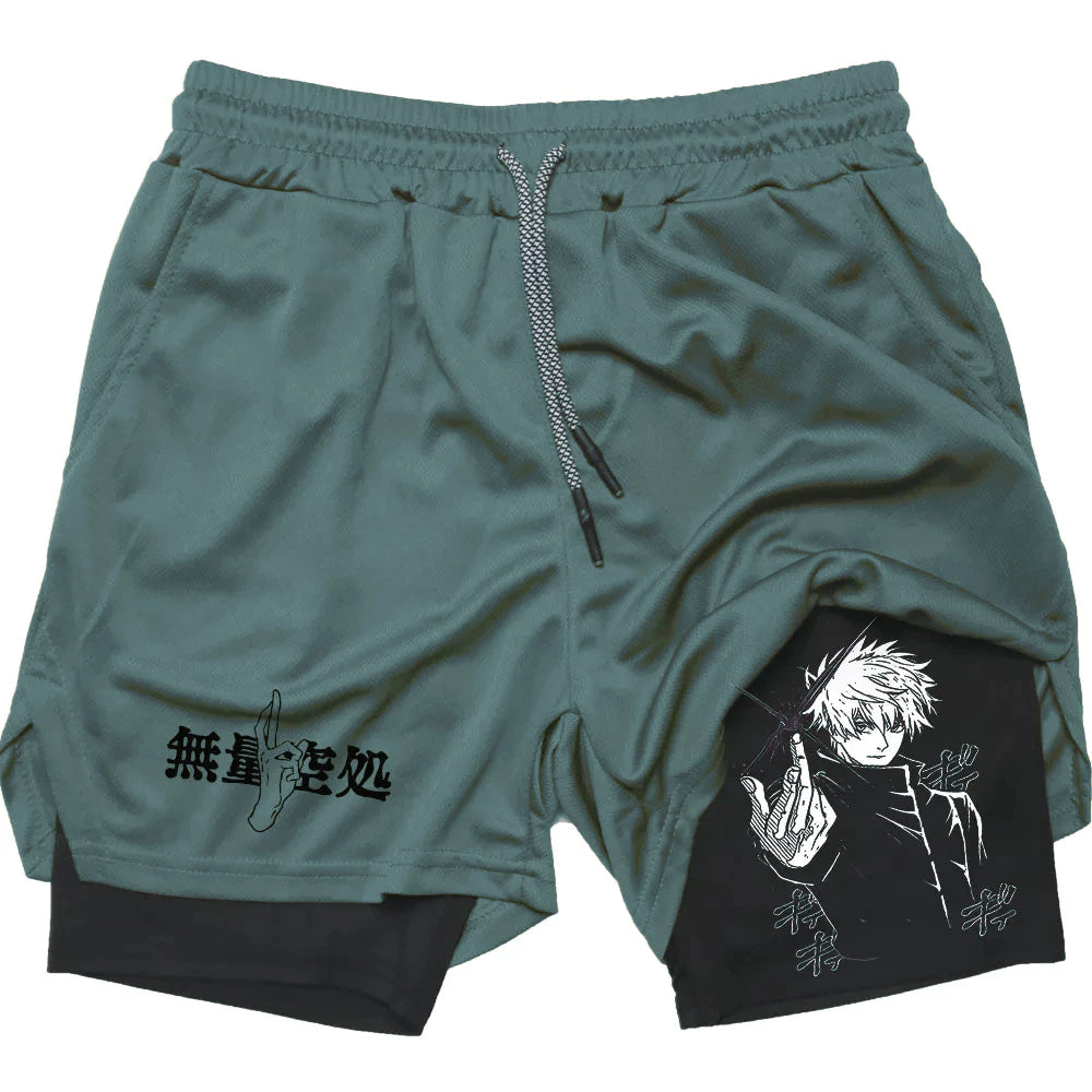 Shorts Jujutsu Kaisen 2 em 1 – Conforto e Performance para Treinos e Lazer