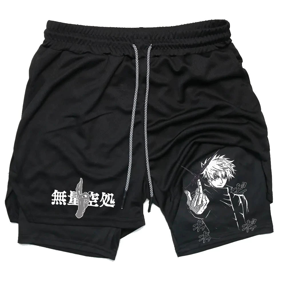 Shorts Jujutsu Kaisen 2 em 1 – Conforto e Performance para Treinos e Lazer