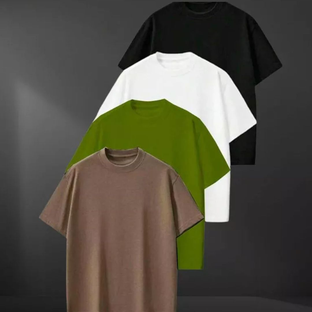 Kit SPARK 4 Camiseta Oversized Masculina Lisa 100% Algodão