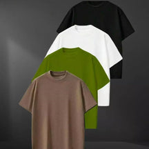 Kit SPARK 4 Camiseta Oversized Masculina Lisa 100% Algodão