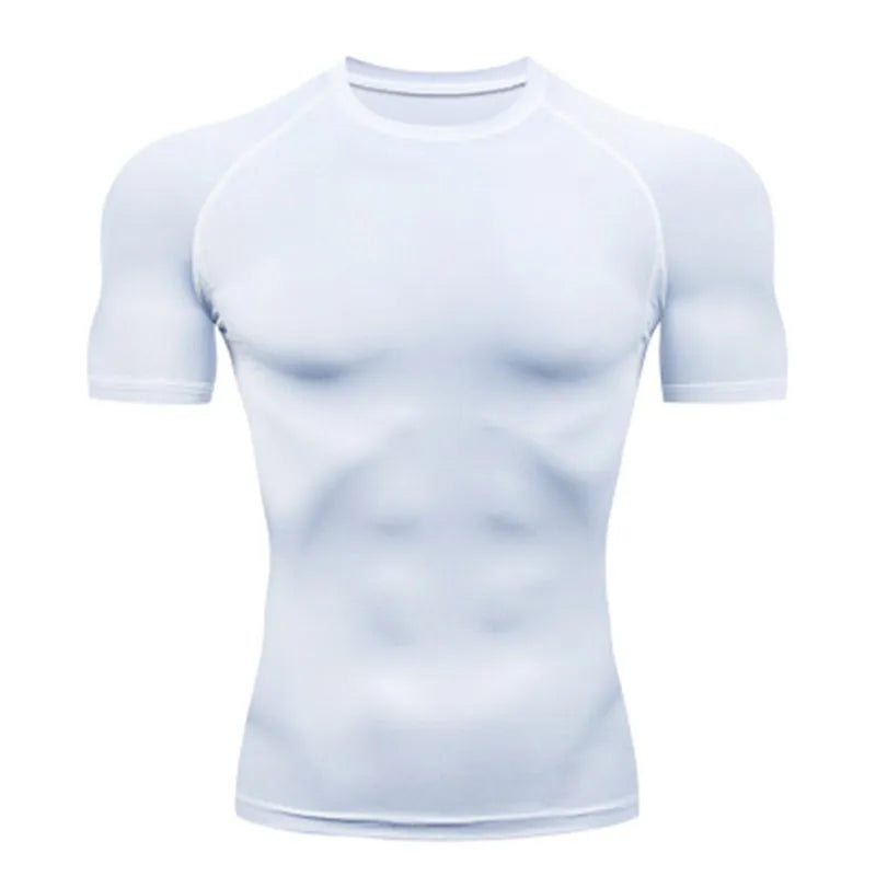 Camiseta de Compressão Masculina - Treinamento ao Ar Livre, Fitness, Academia e Corrida