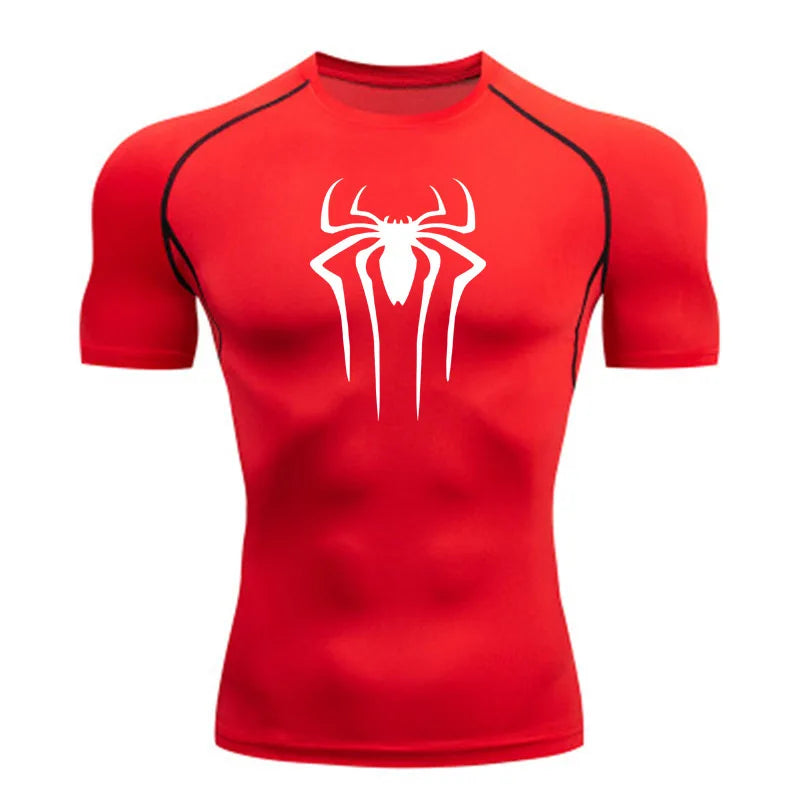 Camiseta de Compressão Homem-Aranha - Camiseta Fitness Masculina para Academia e Corrida