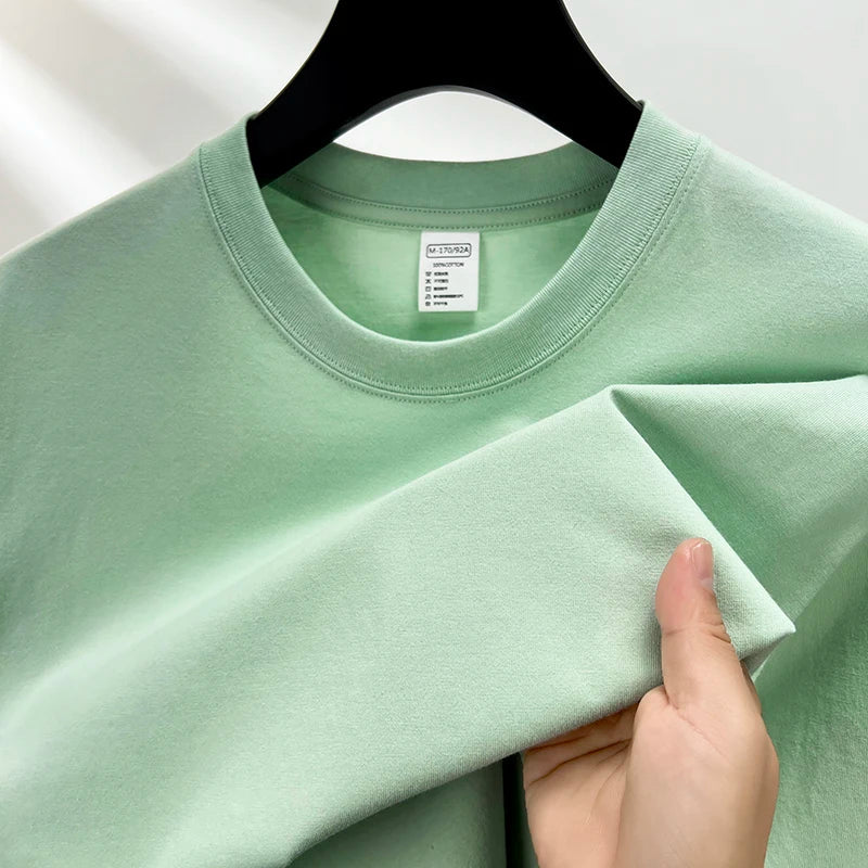 Camiseta Oversized Masculina 100% Algodão Puro – Verão, Gola Redonda, Manga Curta, Estilo Fashion e Respirável