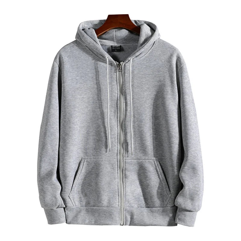 Blusa de Moletom Masculina com Zíper LISO - Casaco Estilo Casual e Esportivo para Outono e Inverno
