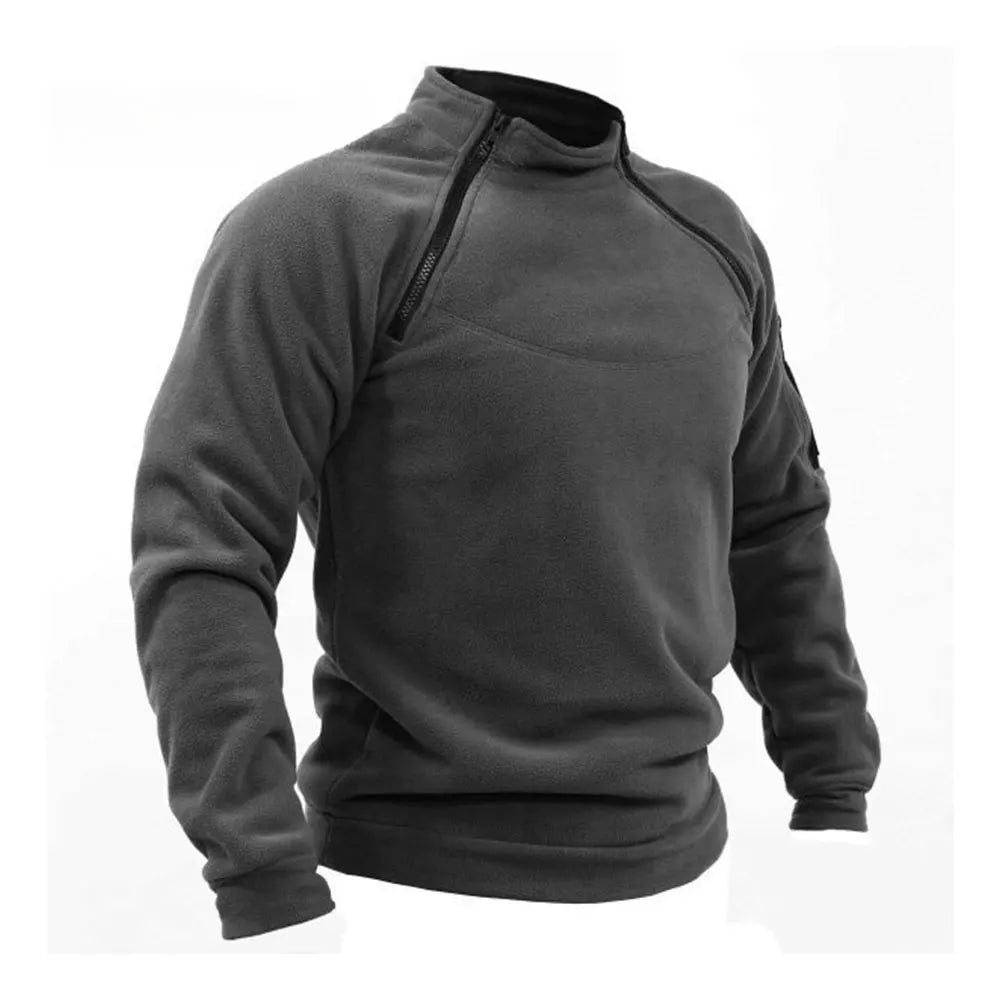 Moletom Masculino Streetwear Militar com Zíper - Fleece, Inverno, Conforto e Estilo