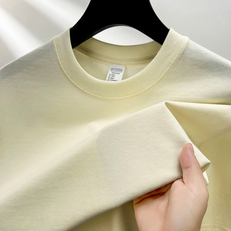 Camiseta Oversized Masculina 100% Algodão Puro – Verão, Gola Redonda, Manga Curta, Estilo Fashion e Respirável