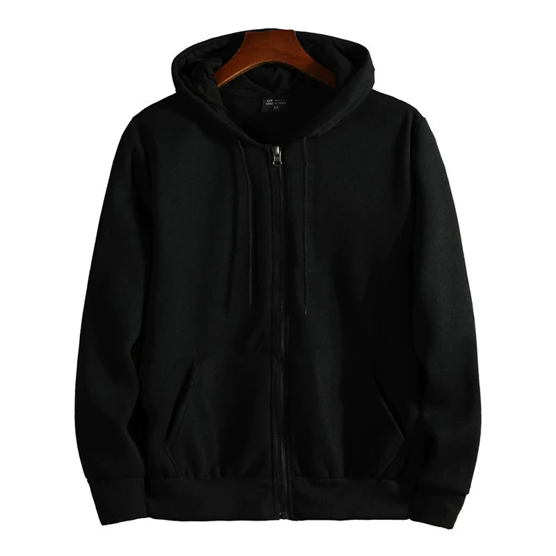 Blusa de Moletom Masculina com Zíper LISO - Casaco Estilo Casual e Esportivo para Outono e Inverno