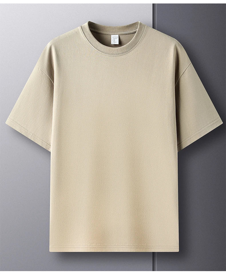 Camiseta Oversized Masculina 100% Algodão Puro – Verão, Gola Redonda, Manga Curta, Estilo Fashion e Respirável