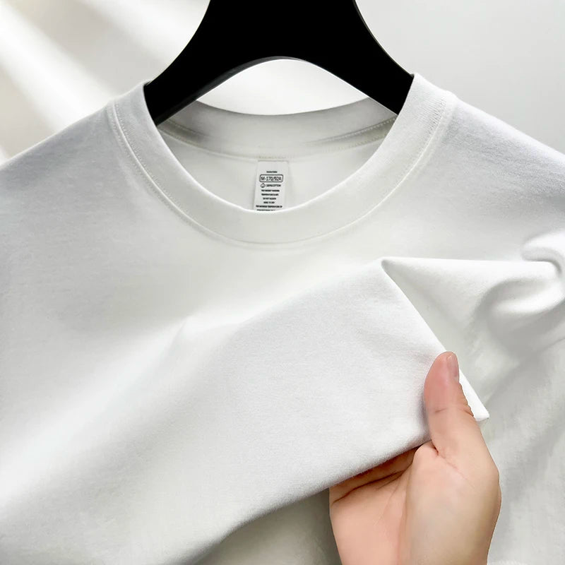 Camiseta Oversized Masculina 100% Algodão Puro – Verão, Gola Redonda, Manga Curta, Estilo Fashion e Respirável