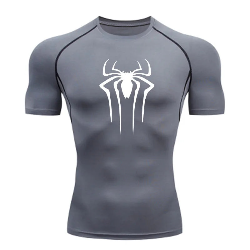 Camiseta de Compressão Homem-Aranha - Camiseta Fitness Masculina para Academia e Corrida