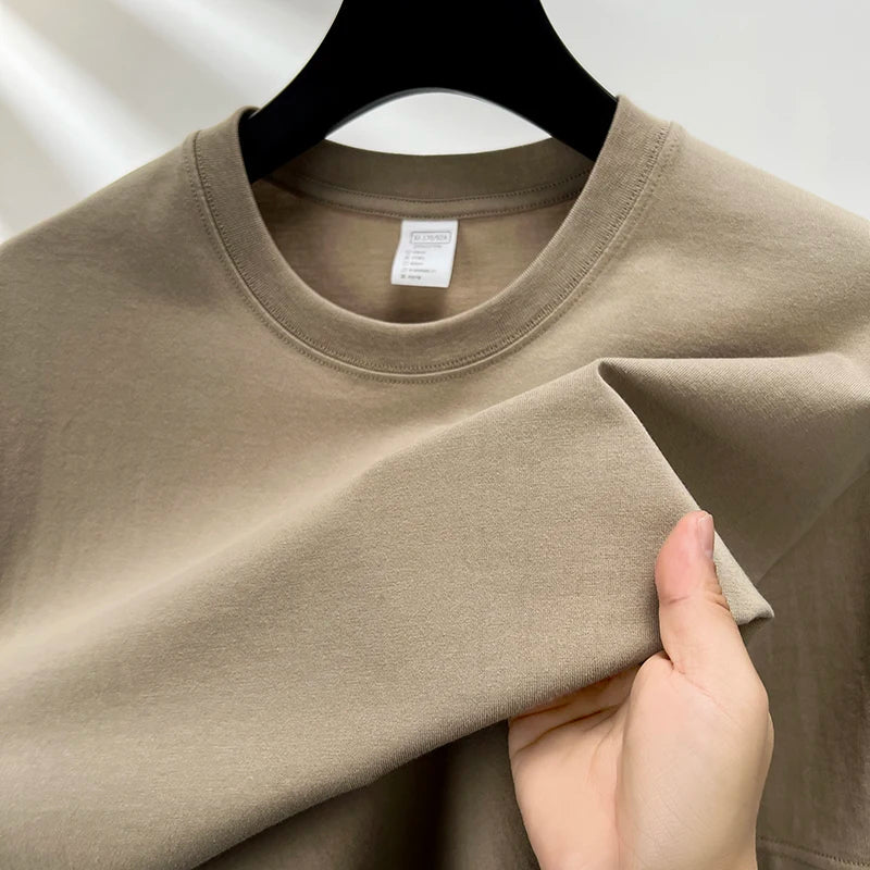 Camiseta Oversized Masculina 100% Algodão Puro – Verão, Gola Redonda, Manga Curta, Estilo Fashion e Respirável
