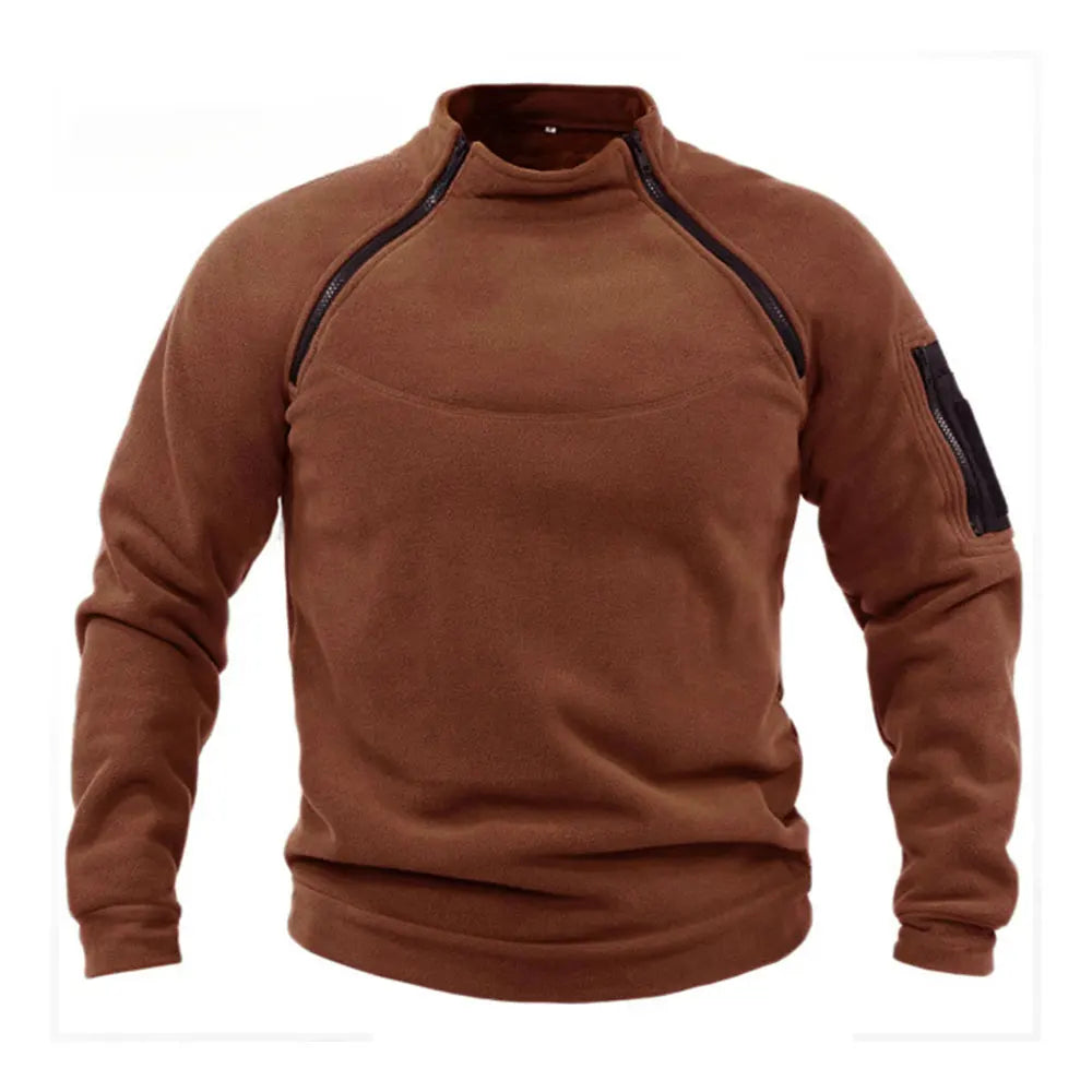Moletom Masculino Streetwear Militar com Zíper - Fleece, Inverno, Conforto e Estilo