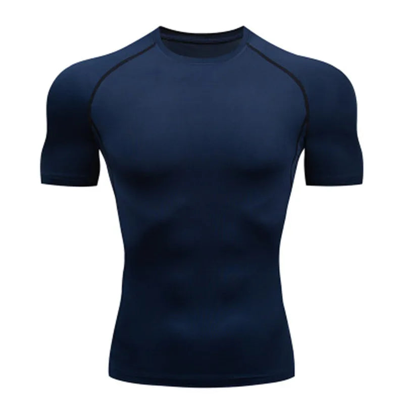 Camiseta de Compressão Masculina - Treinamento ao Ar Livre, Fitness, Academia e Corrida
