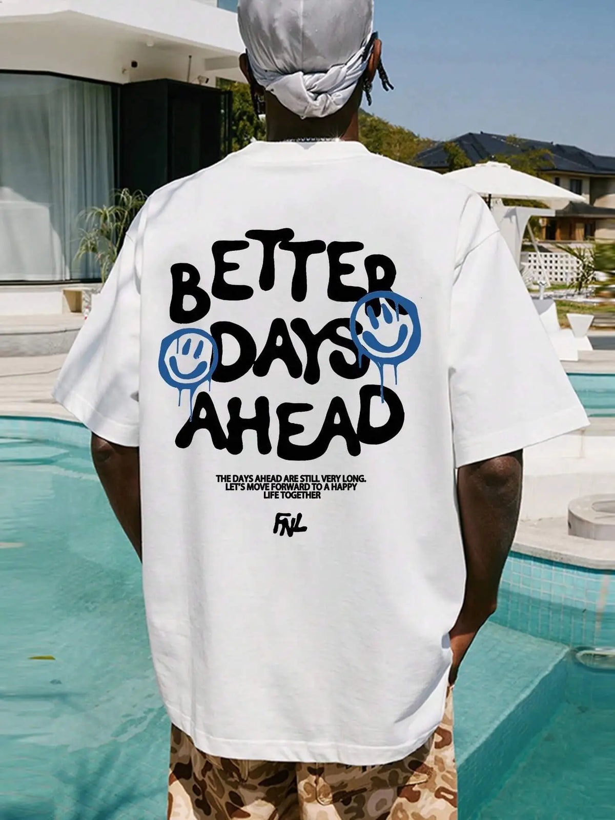 Camiseta gráfica com letras Better Days Ahead para homens e mulheres, gola redonda, camiseta casual grande, moda algodão, roupas, camiseta solta de verão