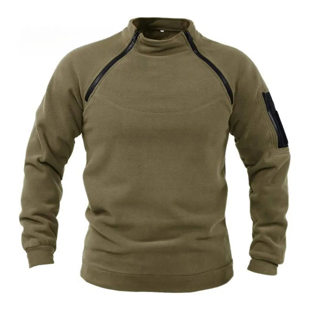 Moletom Masculino Streetwear Militar com Zíper - Fleece, Inverno, Conforto e Estilo