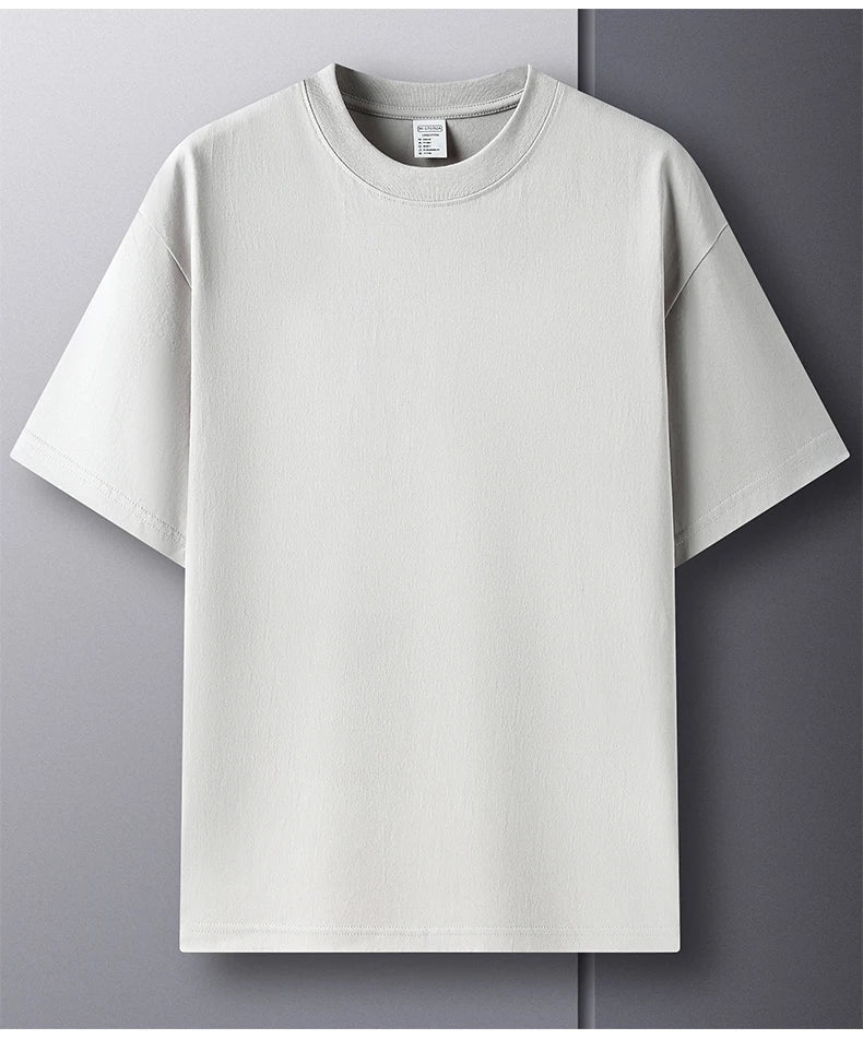 Camiseta Oversized Masculina 100% Algodão Puro – Verão, Gola Redonda, Manga Curta, Estilo Fashion e Respirável