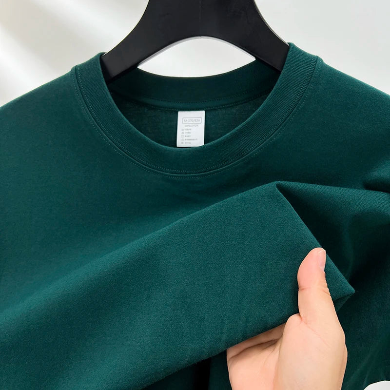 Camiseta Oversized Masculina 100% Algodão Puro – Verão, Gola Redonda, Manga Curta, Estilo Fashion e Respirável