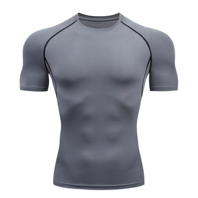 Camiseta de Compressão Masculina - Treinamento ao Ar Livre, Fitness, Academia e Corrida
