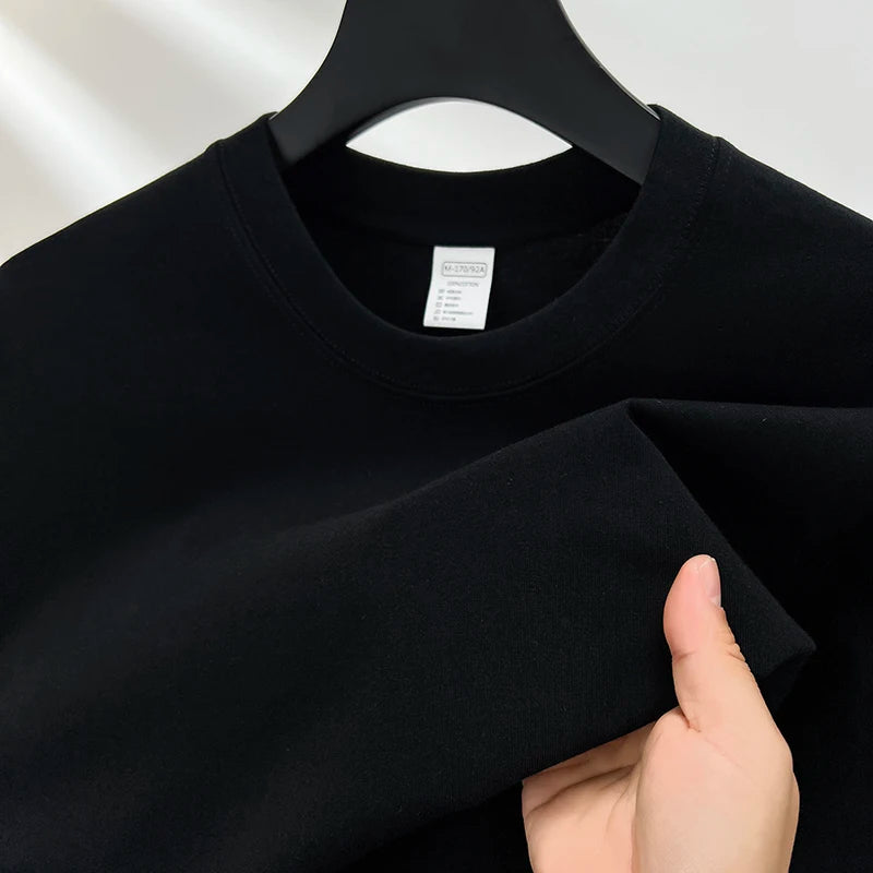 Camiseta Oversized Masculina 100% Algodão Puro – Verão, Gola Redonda, Manga Curta, Estilo Fashion e Respirável