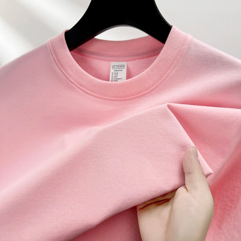 Camiseta Oversized Masculina 100% Algodão Puro – Verão, Gola Redonda, Manga Curta, Estilo Fashion e Respirável