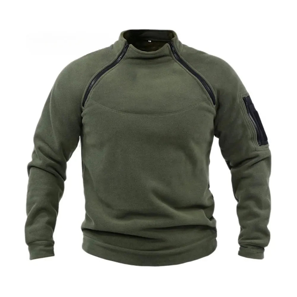 Moletom Masculino Streetwear Militar com Zíper - Fleece, Inverno, Conforto e Estilo