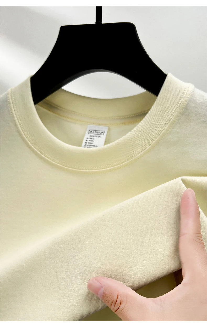 Camiseta Oversized Masculina 100% Algodão Puro – Verão, Gola Redonda, Manga Curta, Estilo Fashion e Respirável
