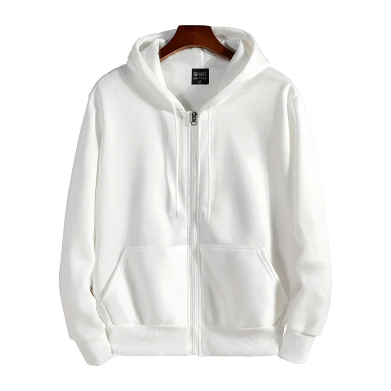 Blusa de Moletom Masculina com Zíper LISO - Casaco Estilo Casual e Esportivo para Outono e Inverno