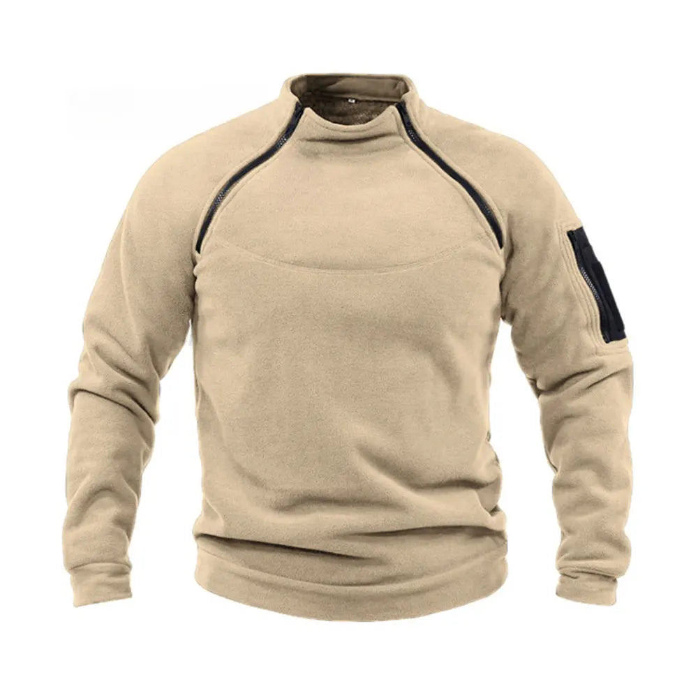 Moletom Masculino Streetwear Militar com Zíper - Fleece, Inverno, Conforto e Estilo
