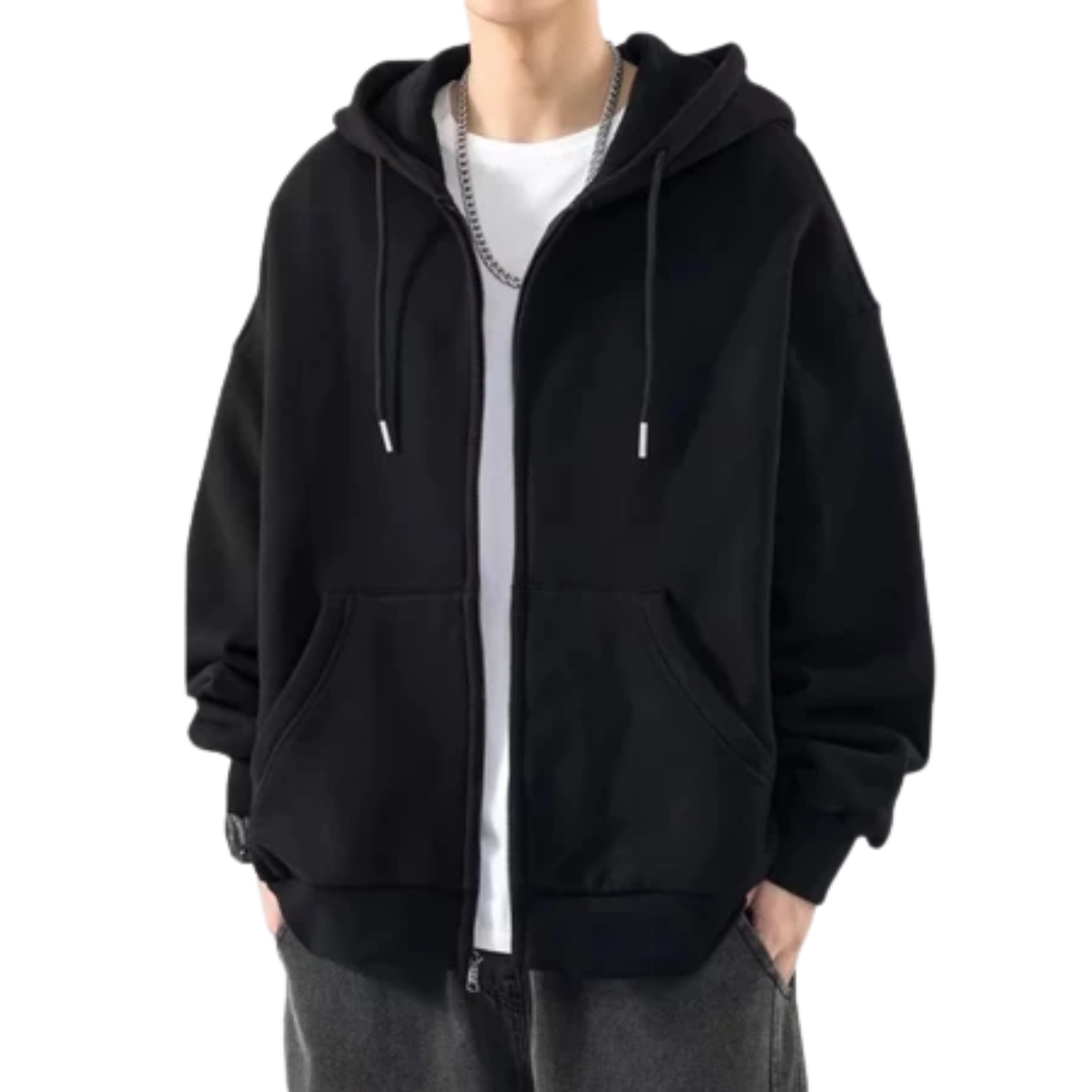 Blusa de Moletom Masculina com Zíper LISO - Casaco Estilo Casual e Esportivo para Outono e Inverno